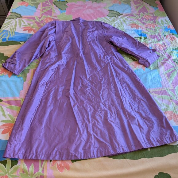 Fleet Street Long Purple Rain Tench Coat Jacket Size 10 - Picture 3 of 15